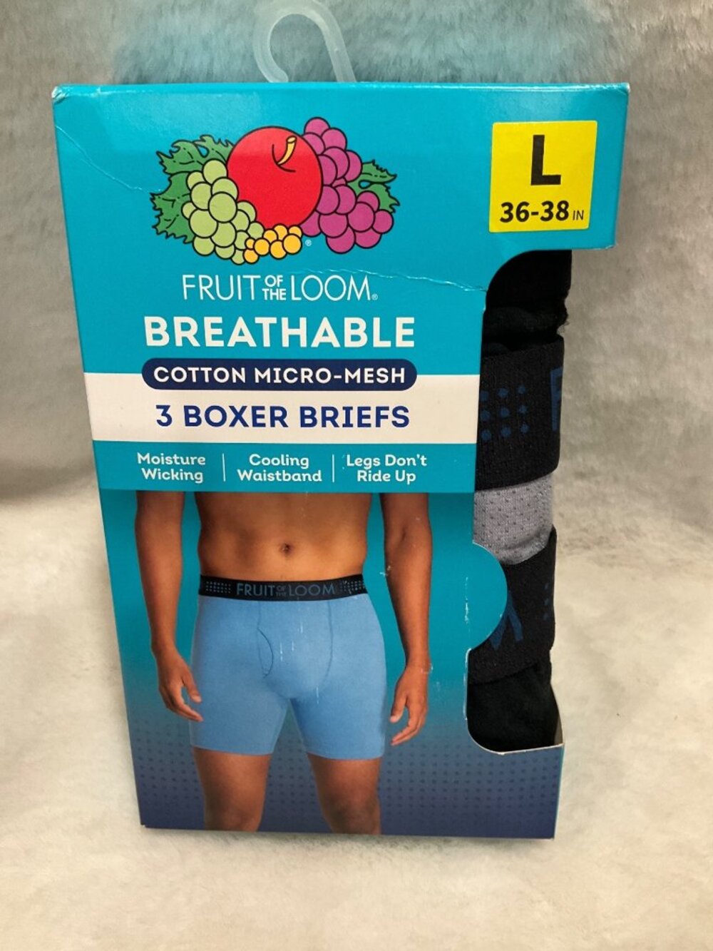 Fruit of the Loom Large 36-38 Boxer Briefs 3 prs Black, Grey - Picture 2 of 6